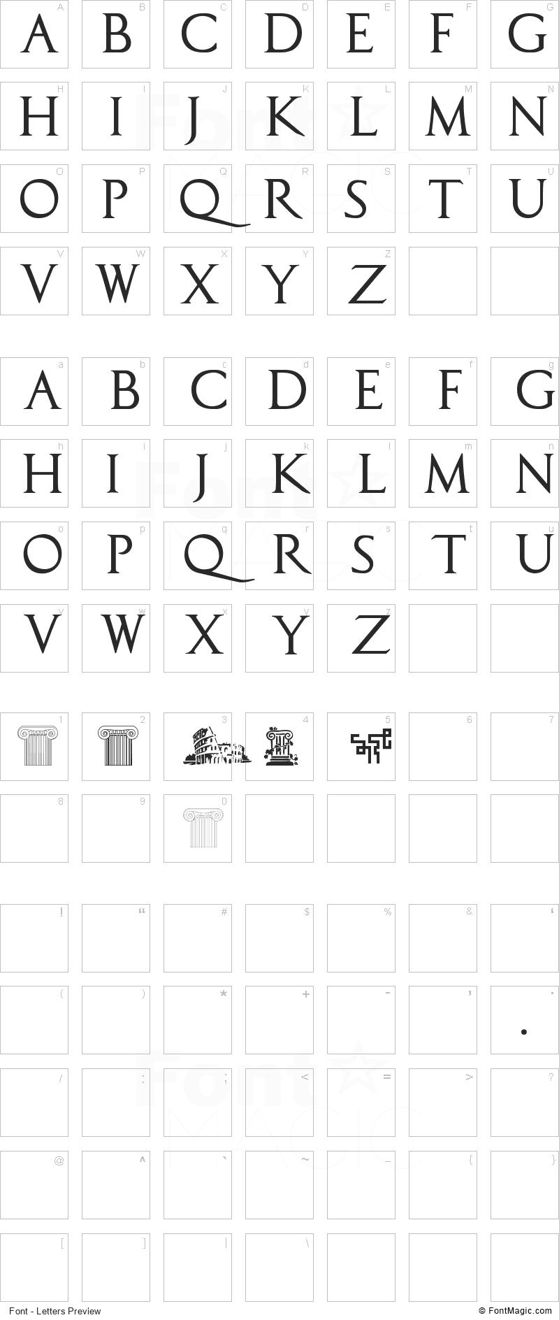 Capitalis TypOasis Font - All Latters Preview Chart